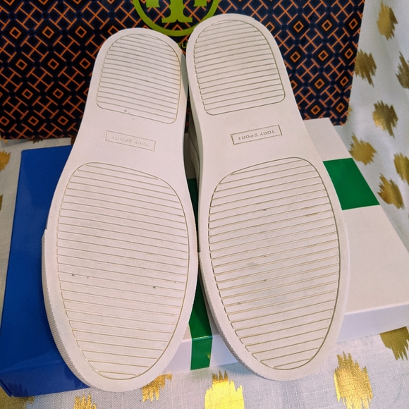 Tory Burch Sneakers Leather White 9.5 Tory Sport Tennis Shoes Authentic in Box - Picture 12 of 14